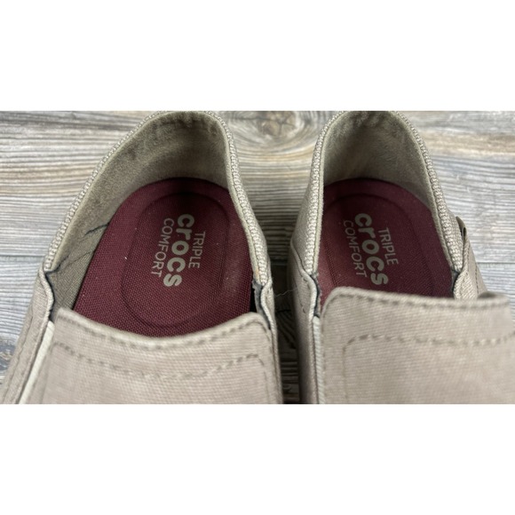 Crocs Santa Cruz Mens Size 11M Slip On BEIGE Triple Comfort Shoes Loafers 204834 - Picture 4 of 12